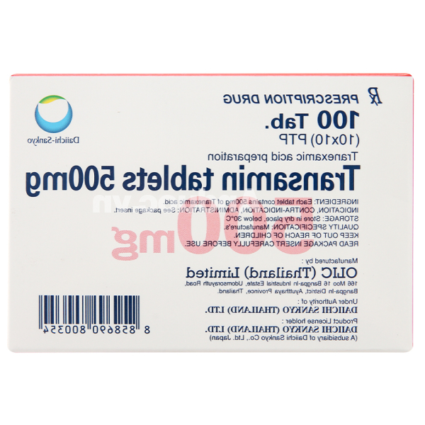 Transamin Tablets 500mg trị chảy máu do tăng tiêu firin (10 vỉ x 10 viên)