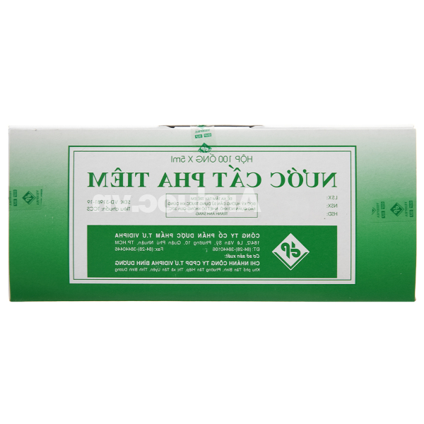 Nước cất pha tiêm Vidipha hòa tan thuốc tiêm bột (100 ống x 5ml)