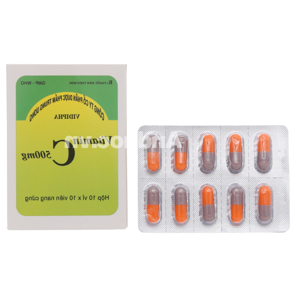 Vitamin C Vidipha 500mg trị bệnh do thiếu vitamin C (10 vỉ x 10 viên)