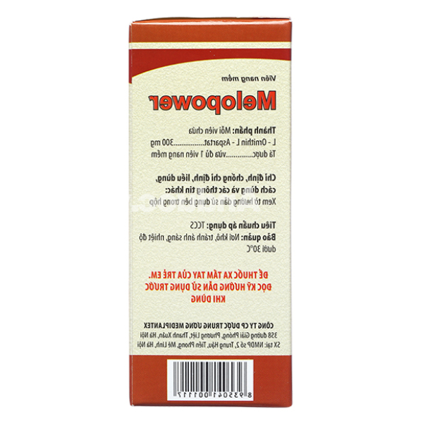 Melopower 300mg hỗ trợ trị chứng tăng amoniac huyết (12 vỉ x 5 viên)