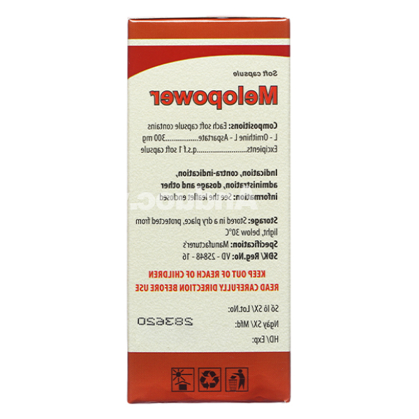 Melopower 300mg hỗ trợ trị chứng tăng amoniac huyết (12 vỉ x 5 viên)