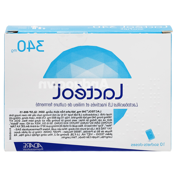 Bột pha hỗn dịch uống Lactéol 340mg trị tiêu chảy (10 gói x 800mg)
