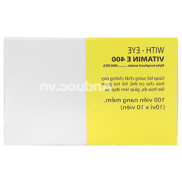 With-Eye Vitamin E 400 hạn chế lão hóa, làm đẹp da hộp 100 viên