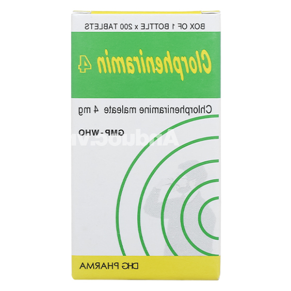 Clorpheniramin 4 trị viêm mũi dị ứng, mề đay lọ 200 viên
