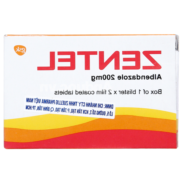 Zentel 200mg trị giun sán (1 vỉ x 2 viên)