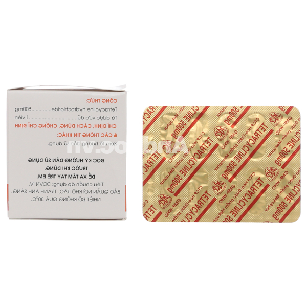 Tetracycline Mekophar 500mg trị nhiễm khuẩn (10 vỉ x 10 viên)