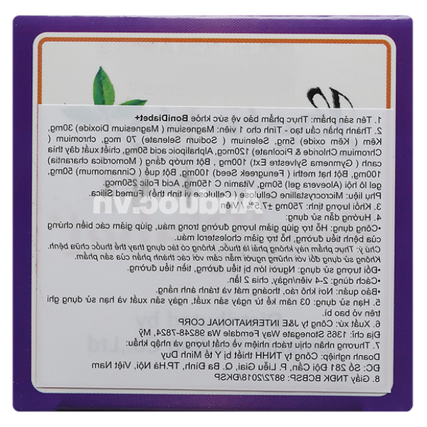 BoniDiabet+ hỗ trợ giảm lượng đường và cholesterol trong máu hộp 60 viên