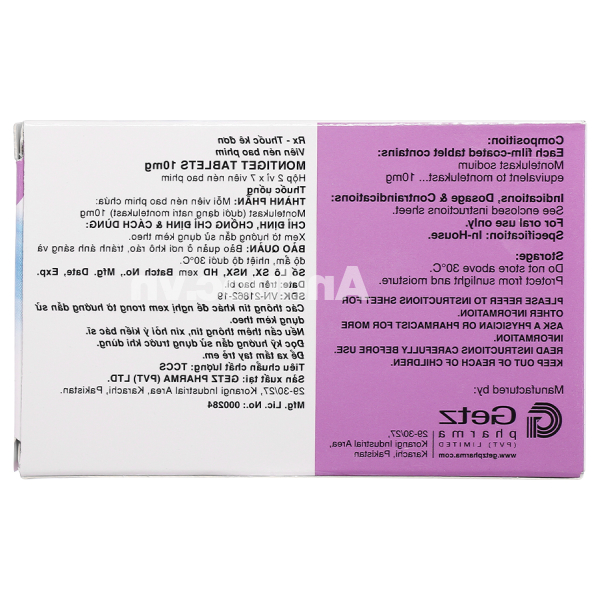 Montiget 10mg phòng và trị hen suyễn (2 vỉ x 7 viên)
