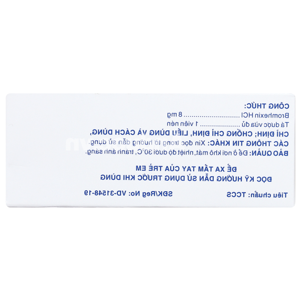 Bromhexin F.T Pharma 8mg trị rối loạn tiết dịch phế quản (10 vỉ x 20 viên)
