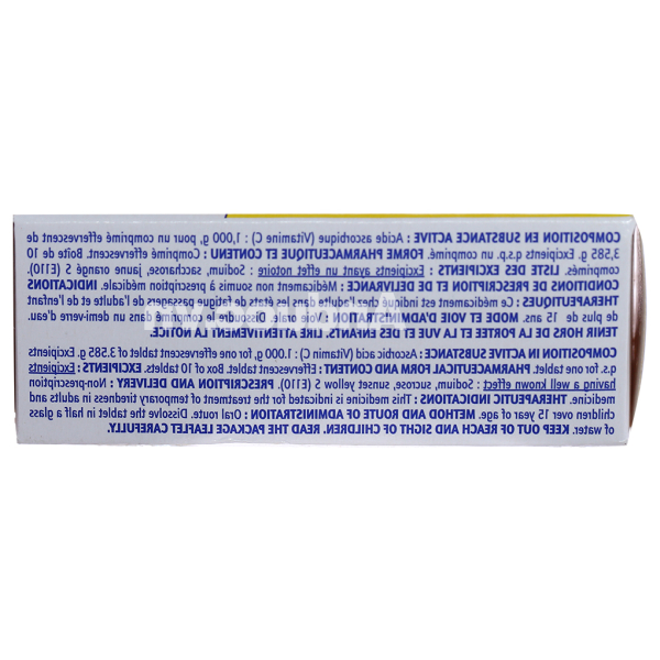 Viên sủi UPSA-C 1g trị thiếu hụt Vitamin C, cảm cúm, mệt mỏi tạm thời tuýp 10 viên