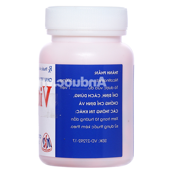 Vitamin PP Mekophar 500mg trị thiếu nicotinamide lọ 100 viên