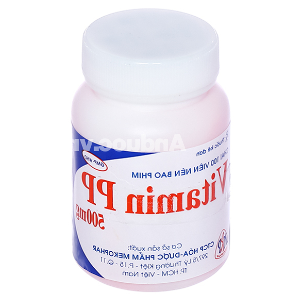 Vitamin PP Mekophar 500mg trị thiếu nicotinamide lọ 100 viên