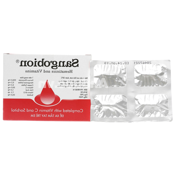 Sangobion trị thiếu máu do thiếu sắt, bổ sung axit folic (10 vỉ x 4 viên)