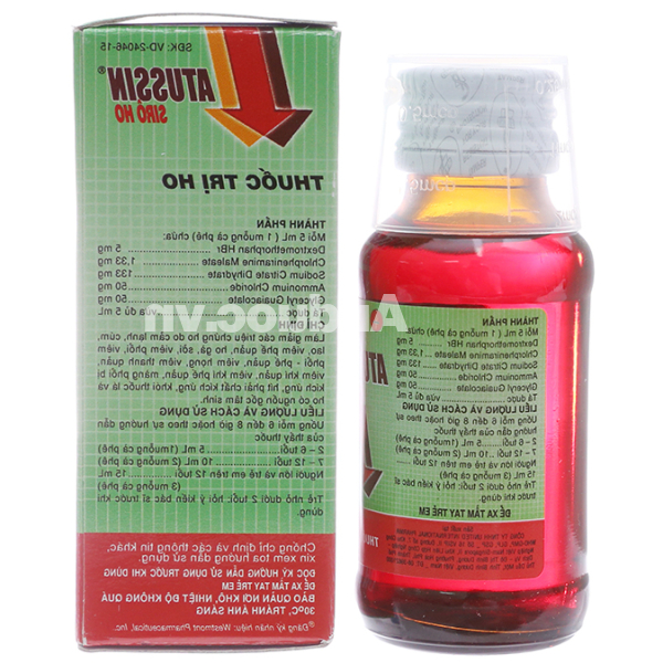Siro Atussin trị ho trong bệnh lý hô hấp chai 30ml