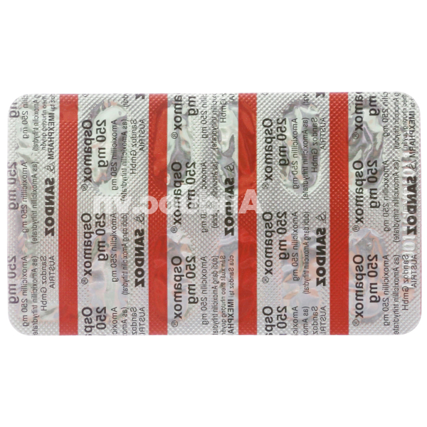 Ospamox 250mg trị nhiễm trùng đường hô hấp (100 vỉ x 10 viên)