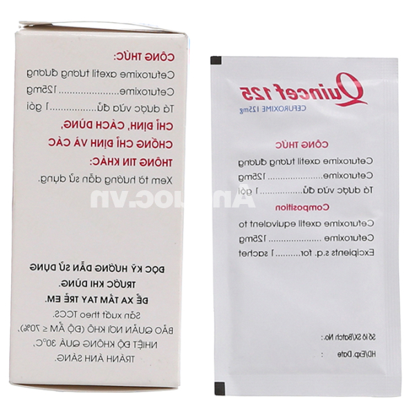 Thuốc bột uống Quincef 125 trị nhiễm khuẩn (10 gói x 3.8g)