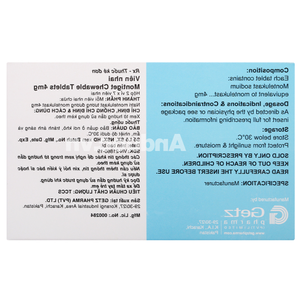 Montiget 4mg phòng và trị hen suyễn (2 vỉ x 7 viên)