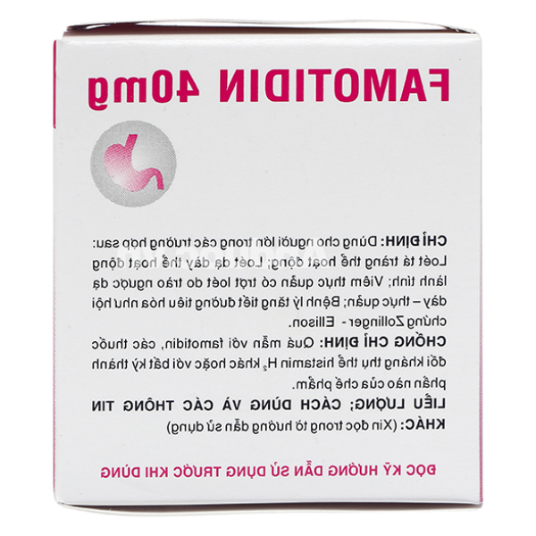 Famotidin 40mg trị loét dạ dày, trào ngược dạ dày, thực quản (10 vỉ x 10 viên)