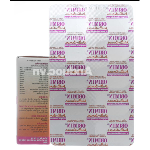 Obimin Multivitamins bổ sung vitamin, khoáng chất cho phụ nữ mang thai (3 vỉ x 10 viên)