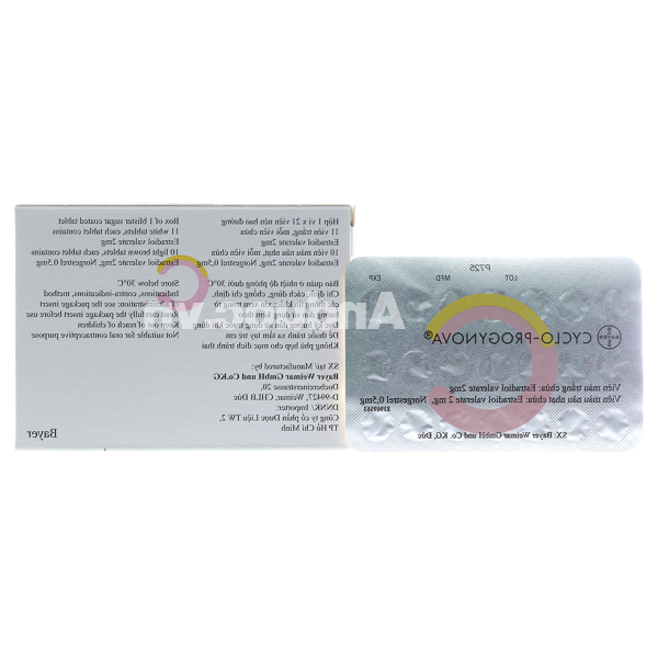 Cyclo - Progynova trị thiếu estrogen do mãn kinh (1 vỉ x 21 viên)