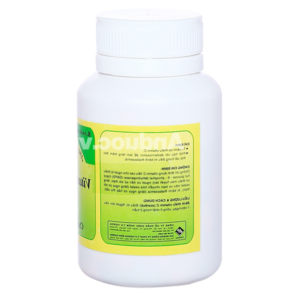 Vitamin C Vidipha 500mg trị thiếu vitamin C, tăng đào thải sắt lọ 100 viên