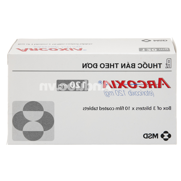 Arcoxia 120mg trị thoái hóa khớp, viêm khớp dạng thấp (3 vỉ x 10 viên)