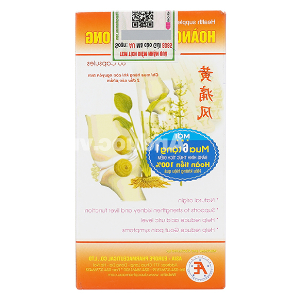 Hoàng Thống Phong giảm triệu chứng đau do gout chai 60 viên