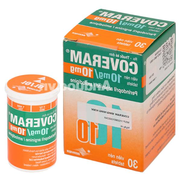Coveram 10mg/10mg trị tăng huyết áp, mạch vành hộp 30 viên