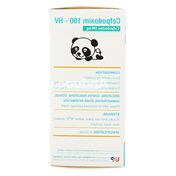 Bột pha hỗn dịch uống Cefpodoxim 100-HV trị nhiễm khuẩn (10 gói x 3g)