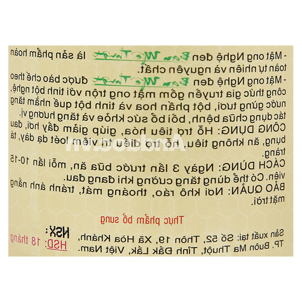 Viên mật ong nghệ đen Ban Mê Thuột hũ 120g