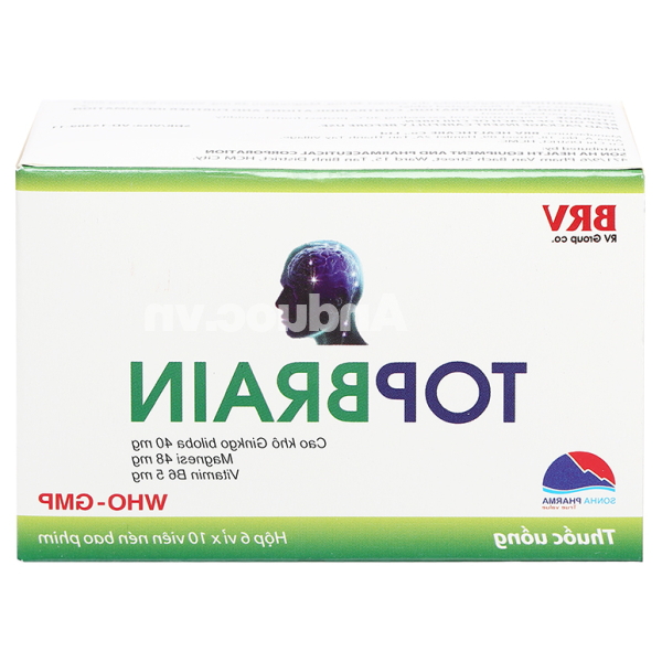 Topbrain giúp tăng tuần hoàn máu, cải thiện thiểu năng tuần hoàn não (6 vỉ x 10 viên)
