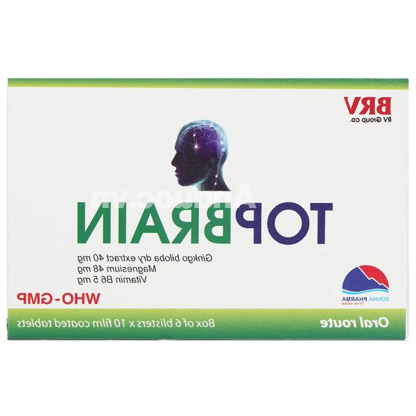 Topbrain giúp tăng tuần hoàn máu, cải thiện thiểu năng tuần hoàn não (6 vỉ x 10 viên)