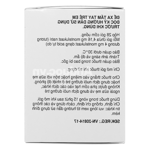 Thuốc cốm Singulair 4mg trị hen phế quản mạn tính hộp 28 gói