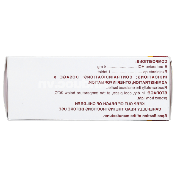 Bromhexin F.T Pharma 4mg tan đàm trong bệnh lý hô hấp (10 vỉ x 20 viên)