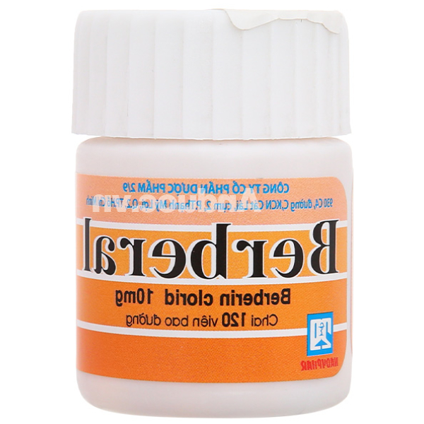 Berberal 10mg trị lỵ gồm lỵ amid và lỵ trực khuẩn, tiêu chảy chai 120 viên