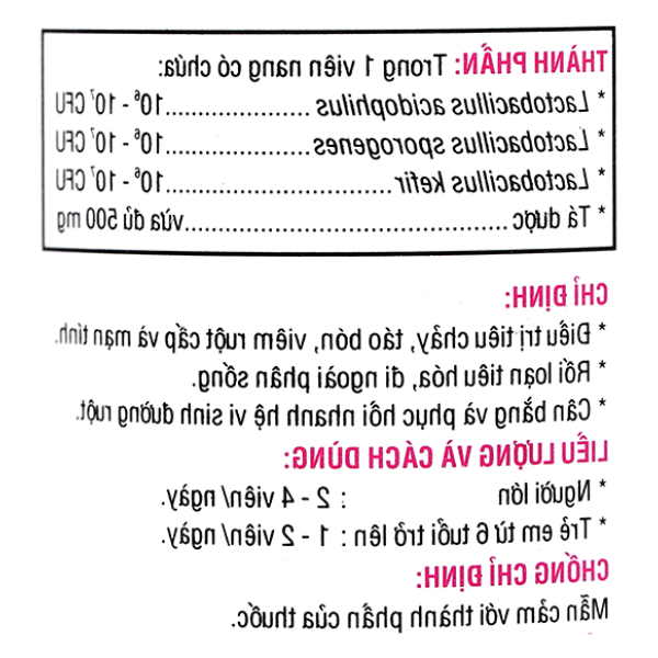 Biolac trị tiêu chảy, táo bón, viêm ruột cấp và mạn tính lọ 100 viên