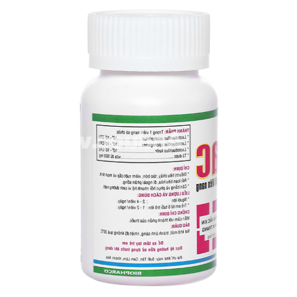 Biolac trị tiêu chảy, táo bón, viêm ruột cấp và mạn tính lọ 100 viên