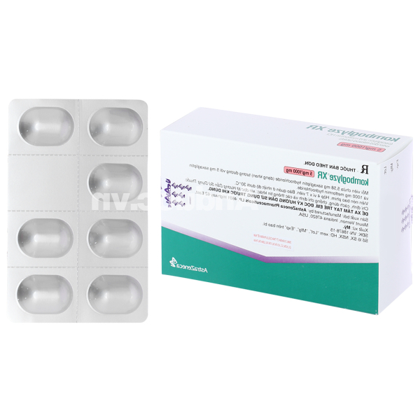 Komboglyze XR 5mg/1000mg trị đái tháo đường tuýp 2 (4 vỉ x 7 viên)