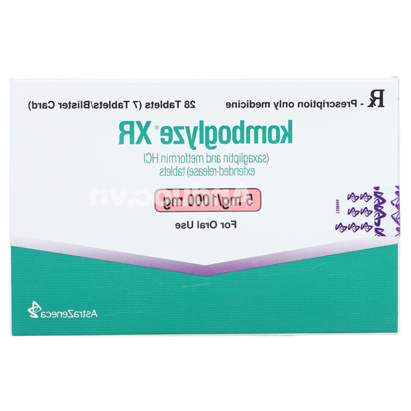 Komboglyze XR 5mg/1000mg trị đái tháo đường tuýp 2 (4 vỉ x 7 viên)