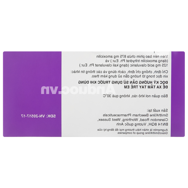 Augmentin 1g trị nhiễm khuẩn (2 vỉ x 7 viên)