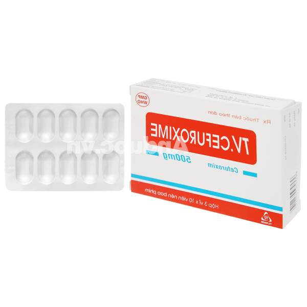 TV.Cefuroxime 500mg trị nhiễm khuẩn (3 vỉ x 10 viên)