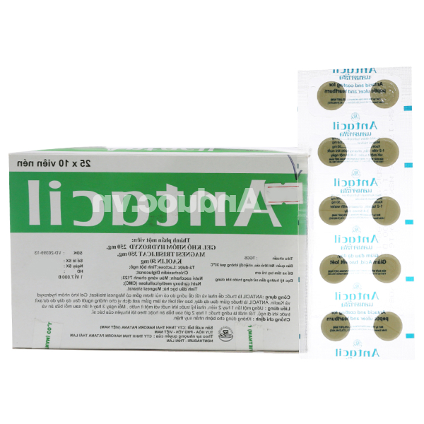 Antacil giảm ợ chua, trị loét dạ dày, tá tràng (25 vỉ x 10 viên)