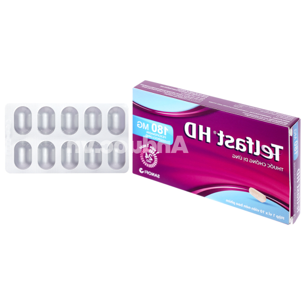 Telfast HD 180mg trị viêm mũi dị ứng, mề đay vô căn mạn tính (1 vỉ x 10 viên)