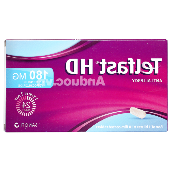 Telfast HD 180mg trị viêm mũi dị ứng, mề đay vô căn mạn tính (1 vỉ x 10 viên)