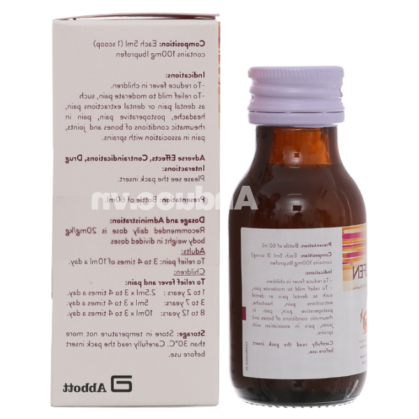 Siro Brufen 100mg/5ml giảm đau, hạ sốt chai 60ml