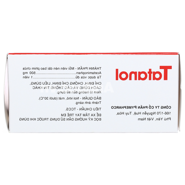 Tatanol 500mg giảm đau, hạ sốt (10 vỉ x 10 viên)