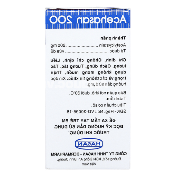 Thuốc cốm Acehasan 200 tan đàm trong bệnh lý hô hấp (30 gói x 3g)
