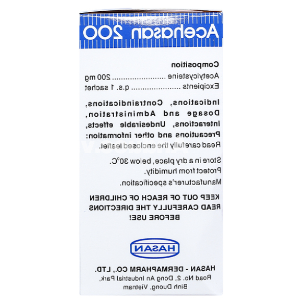 Thuốc cốm Acehasan 200 tan đàm trong bệnh lý hô hấp (30 gói x 3g)