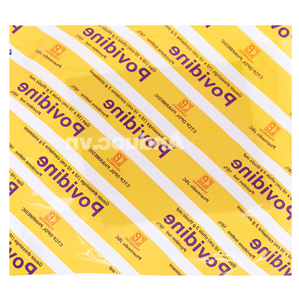 Gạc Povidine iodine 10% sát trùng vết thương hộp 10 miếng