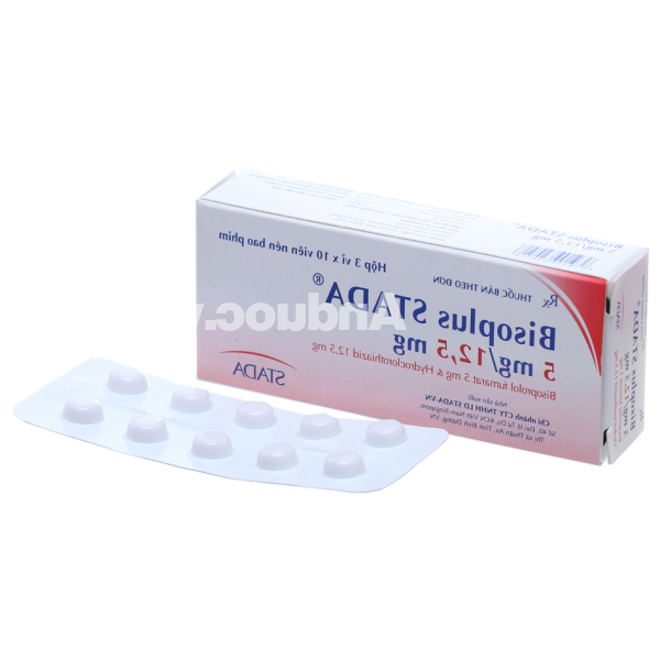 Bisoplus Stada 5mg/12.5mg trị tăng huyết áp (3 vỉ x 10 viên)